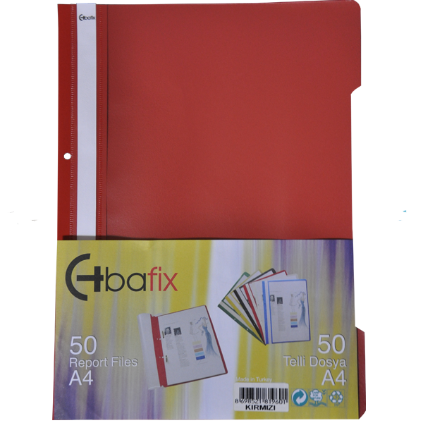 Bafix Telli Dosya Plastik XL Kırmızı A4
