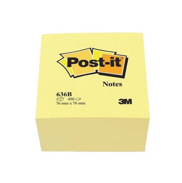 Post-it Yapışkanlı Not Kağıdı Küp 450 YP 76x76 Sarı 636-B