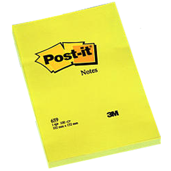 Post-it Yapışkanlı Not Kağıdı Büyük Boy Çizgisiz 100 YP 102x152 Sarı 659
