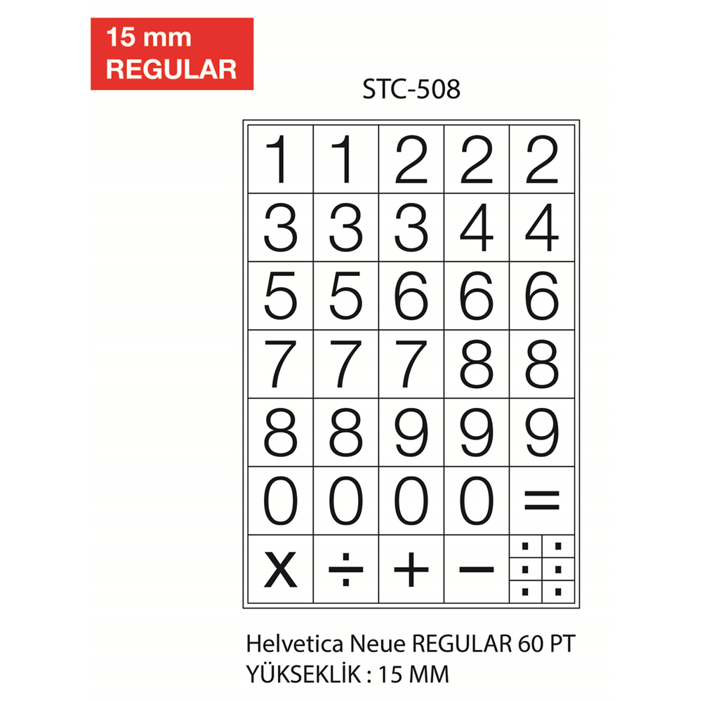 Tanex Rakam Etiketi 15 MM Regular 2 Ad. STC-508
