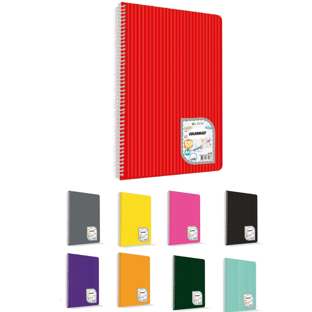 Çınar Colormaxi Spiralli Defter Plastik Kapak Kareli 96 YP A4 96/4 73005