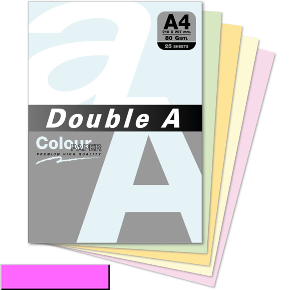 Double A Renkli Kağıt 25 Lİ A4 80 GR Pastel Pembe
