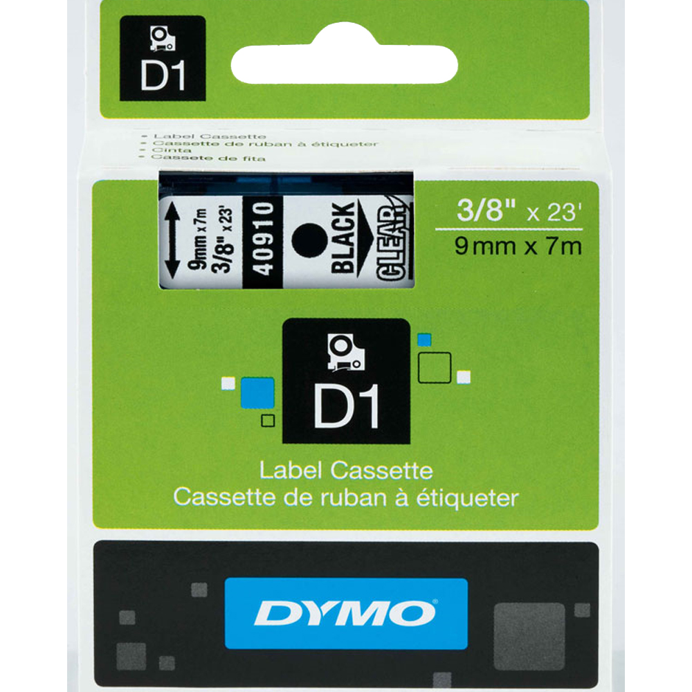 Dymo D1 Şerit Standart 9 MMx7 MT Şeffaf Üzerine Siyah 40910 S0720670