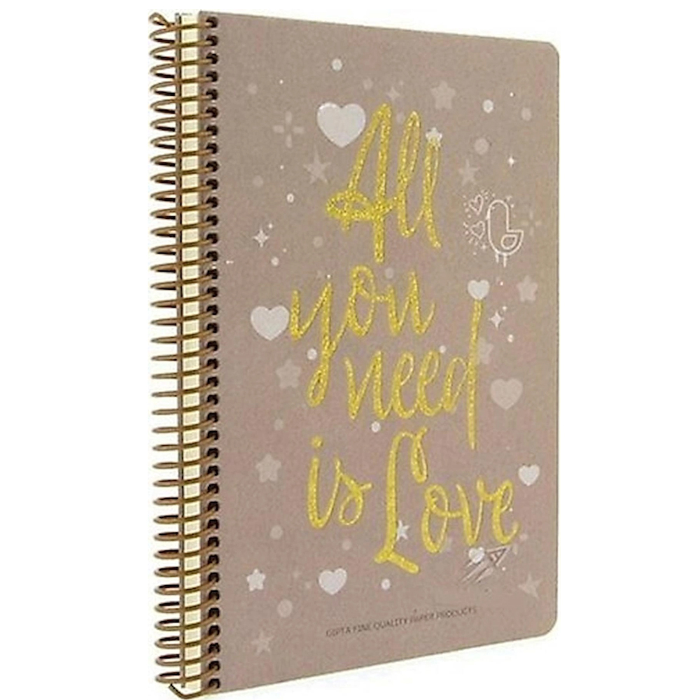 Gıpta Love Book İp.dk.Sert Kapak Defter 19x26 120 YP Kareli 5377