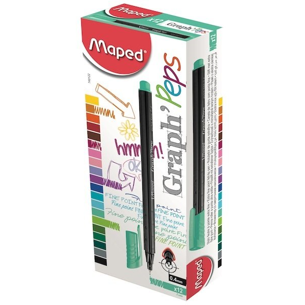 Maped Fineliner Graph Peps 0.4 MM Zümrüt Yeşili 12 Lİ 74912202