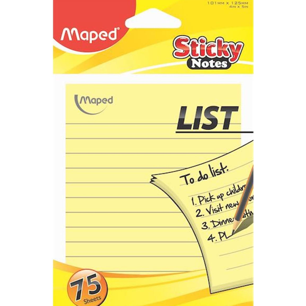 Maped Yapışkanlı Not Kağıdı Çizgili 75 YP 101x125 Sarı 771110