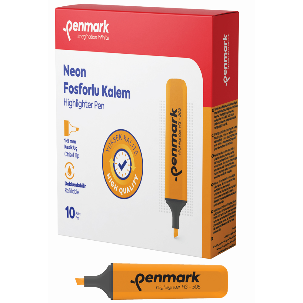 Penmark Fosforlu Kalem Neon Turuncu HS-505 03